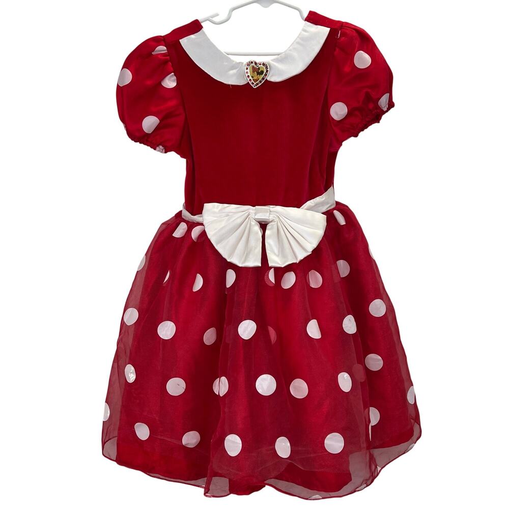 Vintage Disney Store Minnie Mouse Dress 4/5 Girls Red Velvet ulle Mesh Dots